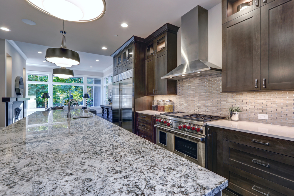 kitchen with marble countertops